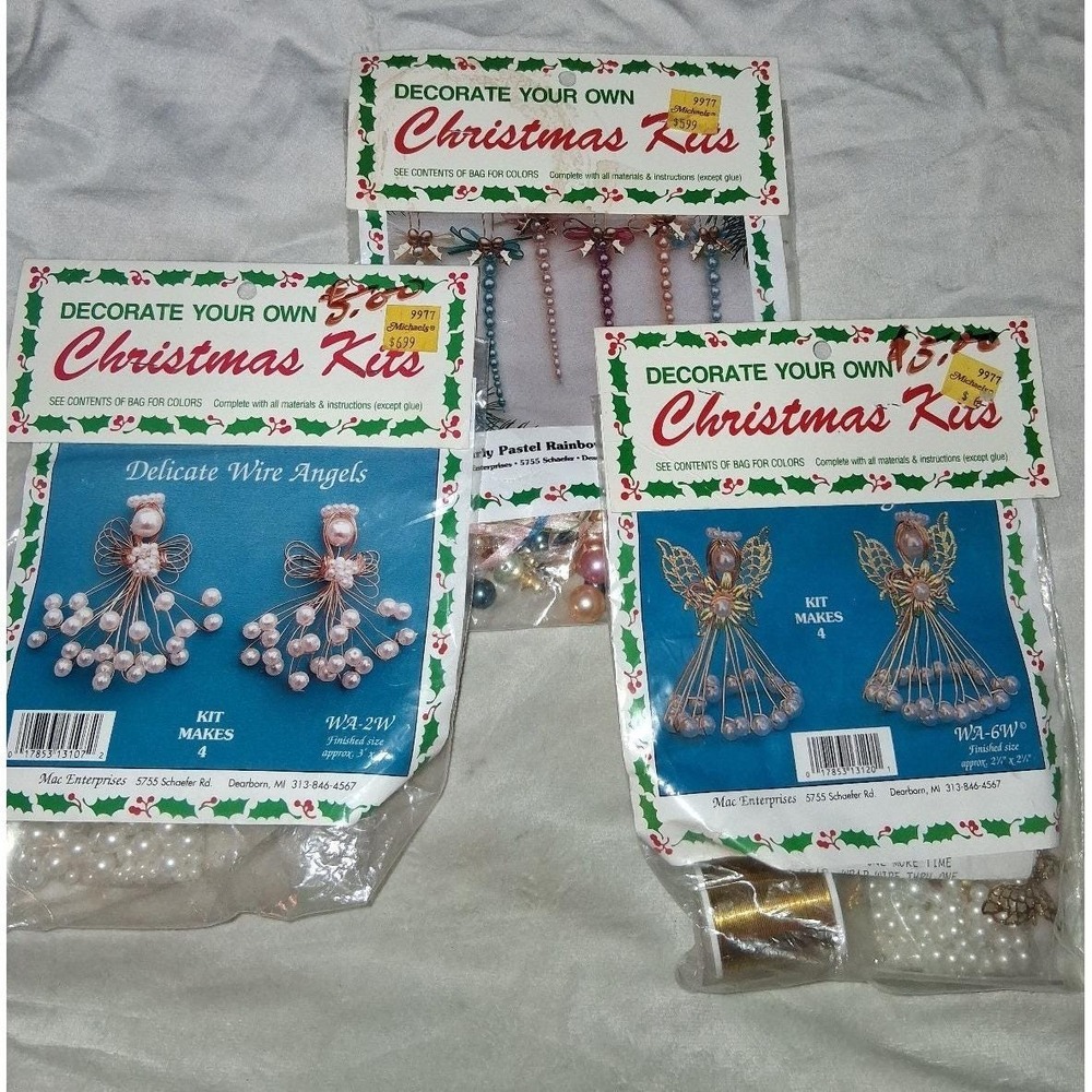 Vintage 90s Christmas Ornament Craft Kit Lot Merri Mac Mac Enterprises Michaels